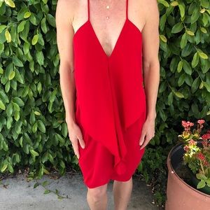 Flowy red V neck dress